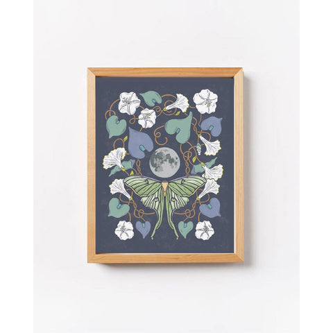 Luna Moth Moonflower Art Print (8x10) -  - Root & Branch Paper Co. - Wild Lark