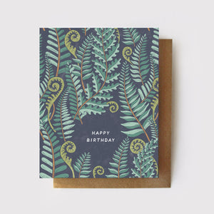 "Happy Birthday" Blue Green Ferns Card -  - Root & Branch Paper Co. - Wild Lark