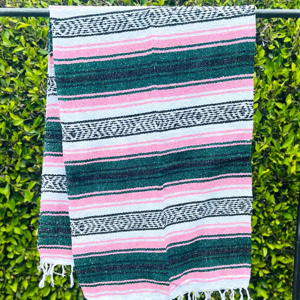 Beach Blanket / Mexican Blanket / Throw Blanket - Pink Palms - Sea Gypsy California - Wild Lark