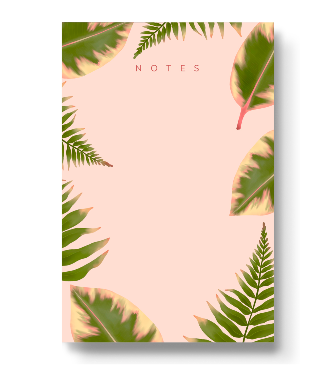Pink Fern Leaves Notepad -  - Elyse Breanne Design - Wild Lark