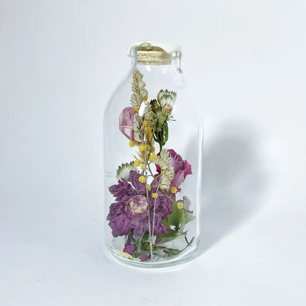 Dried Florals in Glass - White | Harapan 200mL - Field Of Hope - Wild Lark
