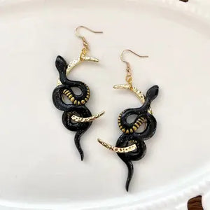 Polymer Clay Earrings - Black Moon Snakes - Everything Ky and I - Wild Lark