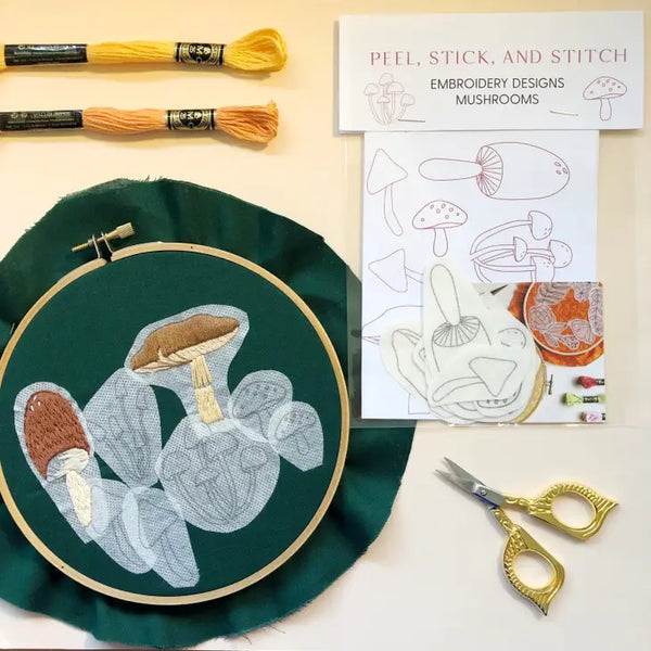 Peel Stick and Stitch - Hand Embroidery Patterns - Mushrooms - MCreativeJ - Wild Lark
