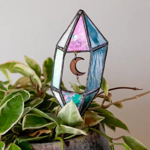 Stained Glass Crystal Plant Stake - Cluster 3 - Cosmic & Cool - Lost and Found Design - Wild Lark