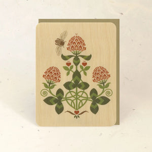 Red Clover Wood Greeting Card -  - Little Gold Fox Designs - Wild Lark