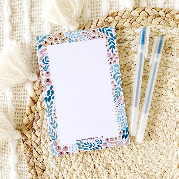 White Floral Notepad -  - Elyse Breanne Design - Wild Lark