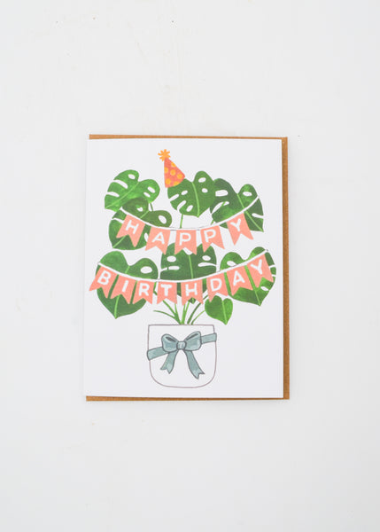 "Happy Birthday" Card - Monstera Plant -  - Sketchy Notions - Wild Lark
