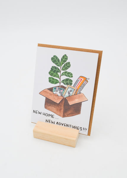 "New Home, New Adventures" Card - Plants and Cat -  - Sketchy Notions - Wild Lark