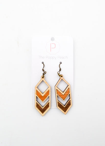The Poppy Peach - Wood-cut Earrings -  - The Poppy Peach - Wild Lark