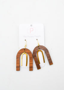 The Poppy Peach - Wood and Gold Arch Earrings -  - The Poppy Peach - Wild Lark