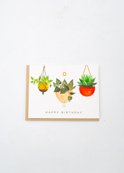 "Happy Birthday" Card - Hanging Plants -  - Sketchy Notions - Wild Lark