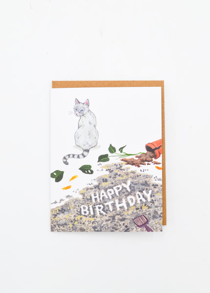 "Happy Birthday" Card - Messy Cat -  - Sketchy Notions - Wild Lark