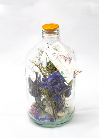 Dried Florals in Glass - Yellow Gold | Harapan 500mL - Field Of Hope - Wild Lark
