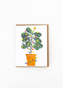 Fiddle Leaf Fig with Christmas Lights Card -  - Sketchy Notions - Wild Lark
