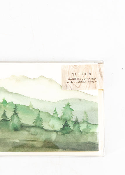 Set of 8 Green Mountain Watercolor Cards -  - Lana's Shop - Wild Lark