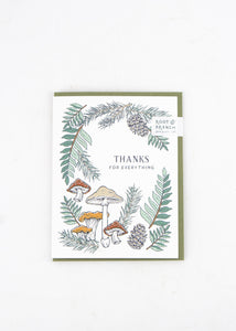 "Thanks for Everything" Mushrooms and Ferns Card -  - Root & Branch Paper Co. - Wild Lark