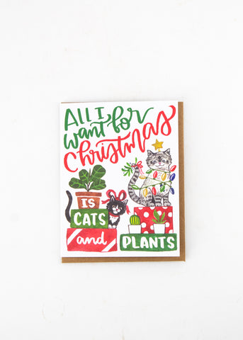 "All I Want For Christmas is Cats and Plants" Card -  - Sketchy Notions - Wild Lark