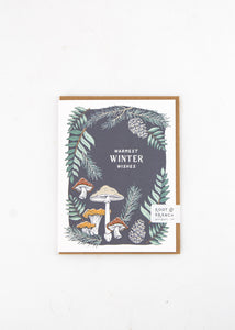 "Warmest Winter Wishes" Mushrooms and Ferns Card -  - Root & Branch Paper Co. - Wild Lark
