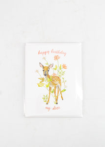 "Happy Birthday My Deer" Deer and Flowers Card -  - Lana's Shop - Wild Lark