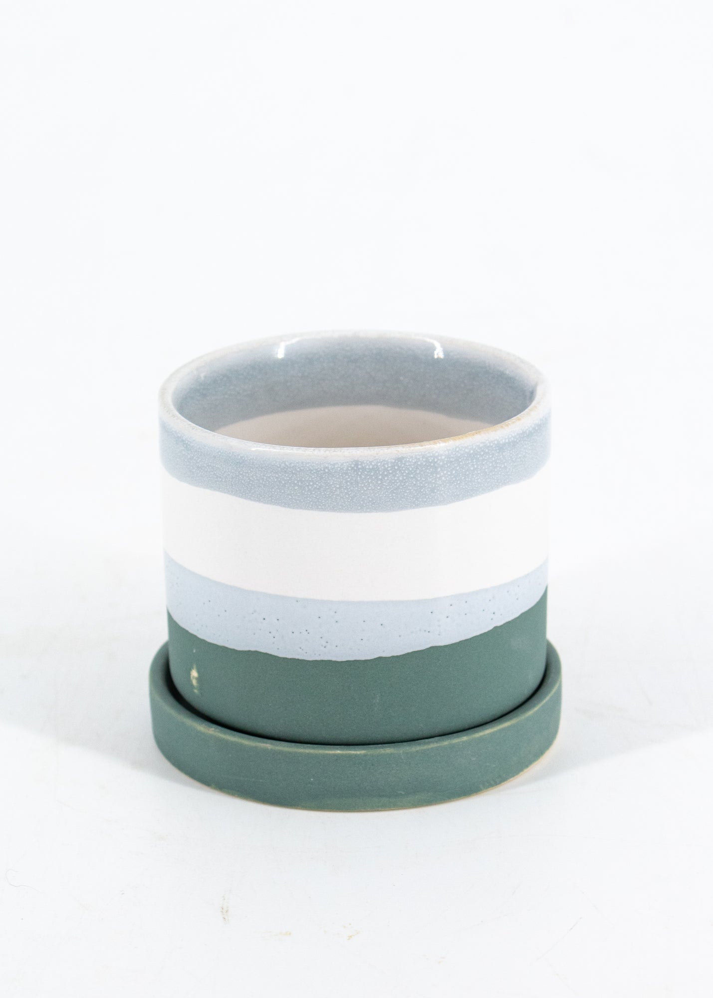 Blue Stripe Pot + Saucer -  - Pots and Vases - Wild Lark