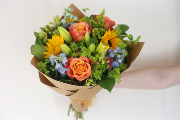Bright and Cheery Wrapped Bouquet - Designer's Choice -  - Wild Lark - Wild Lark