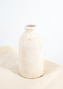 Ivory Crackled Bottle-neck Vase -  - Pots and Vases - Wild Lark