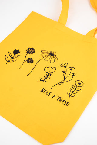 Small Gold Tote Bag - "Bees + These" -  - Nature Supply Co. - Wild Lark