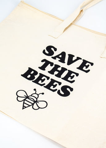 Large Cream Tote Bag - "Save the Bees" -  - Nature Supply Co. - Wild Lark