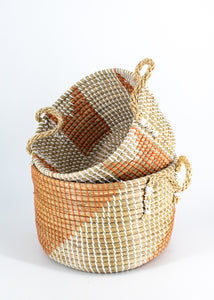 Natural, Orange, + White Woven Baskets (3 Sizes Available) -  - Pots and Vases - Wild Lark