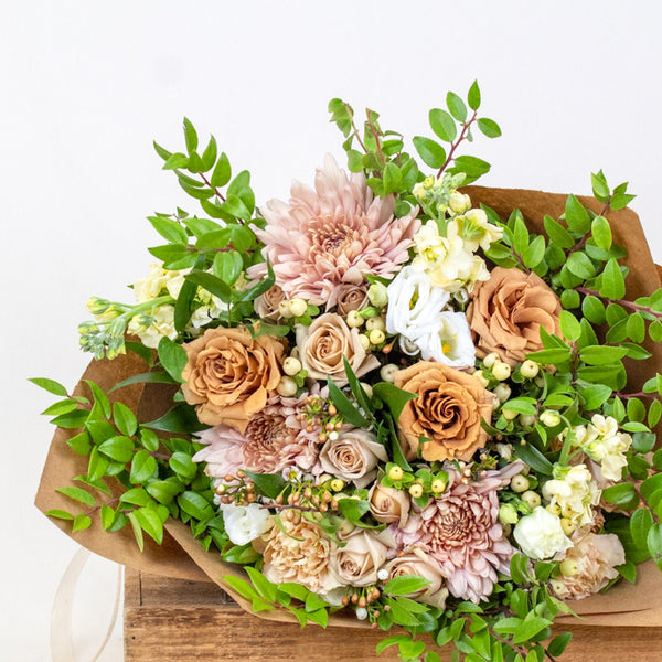 Blushing Neutrals Wrapped Bouquet - Designer's Choice -  - Wild Lark - Wild Lark
