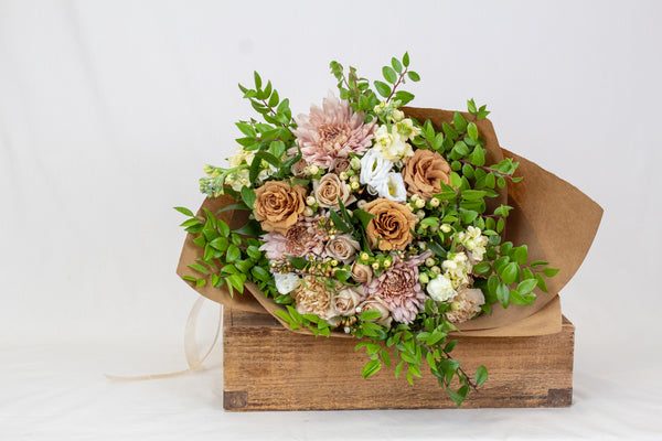 Blushing Neutrals Wrapped Bouquet - Designer's Choice -  - Wild Lark - Wild Lark