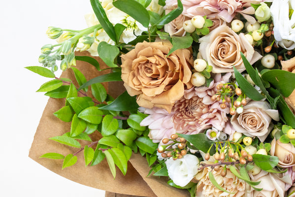 Blushing Neutrals Wrapped Bouquet - Designer's Choice -  - Wild Lark - Wild Lark