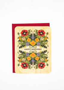 Birthday Poppy Wood Card -  - Little Gold Fox Designs - Wild Lark