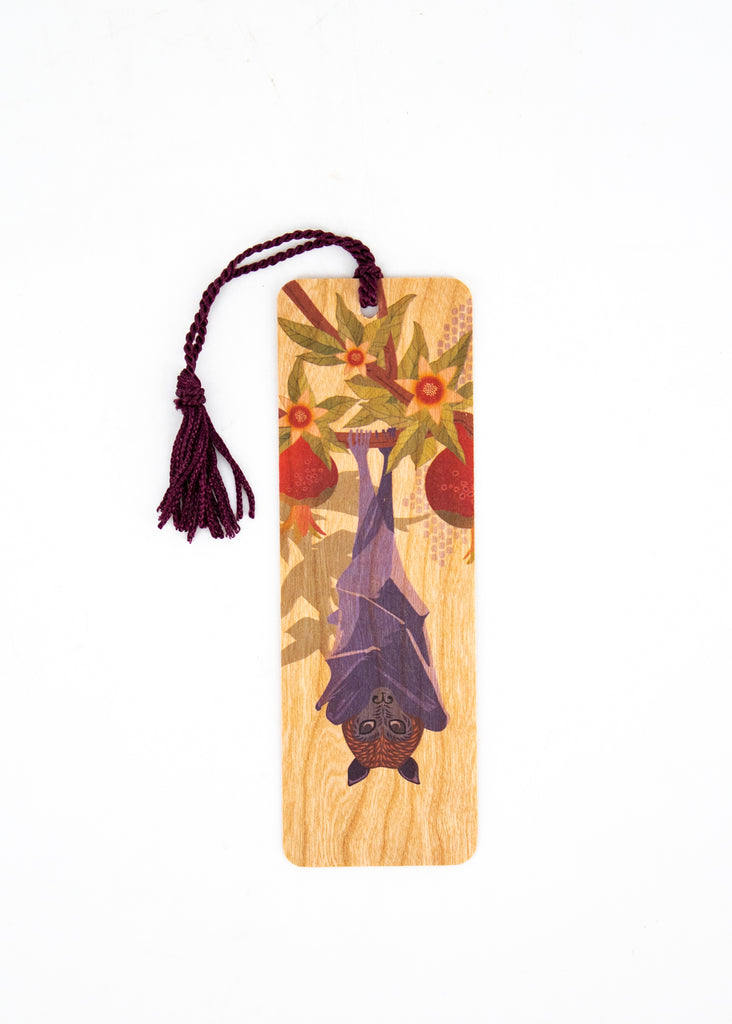 Fruit Bat and Pomegranate Wood Bookmark with Tassel – Wild Lark
