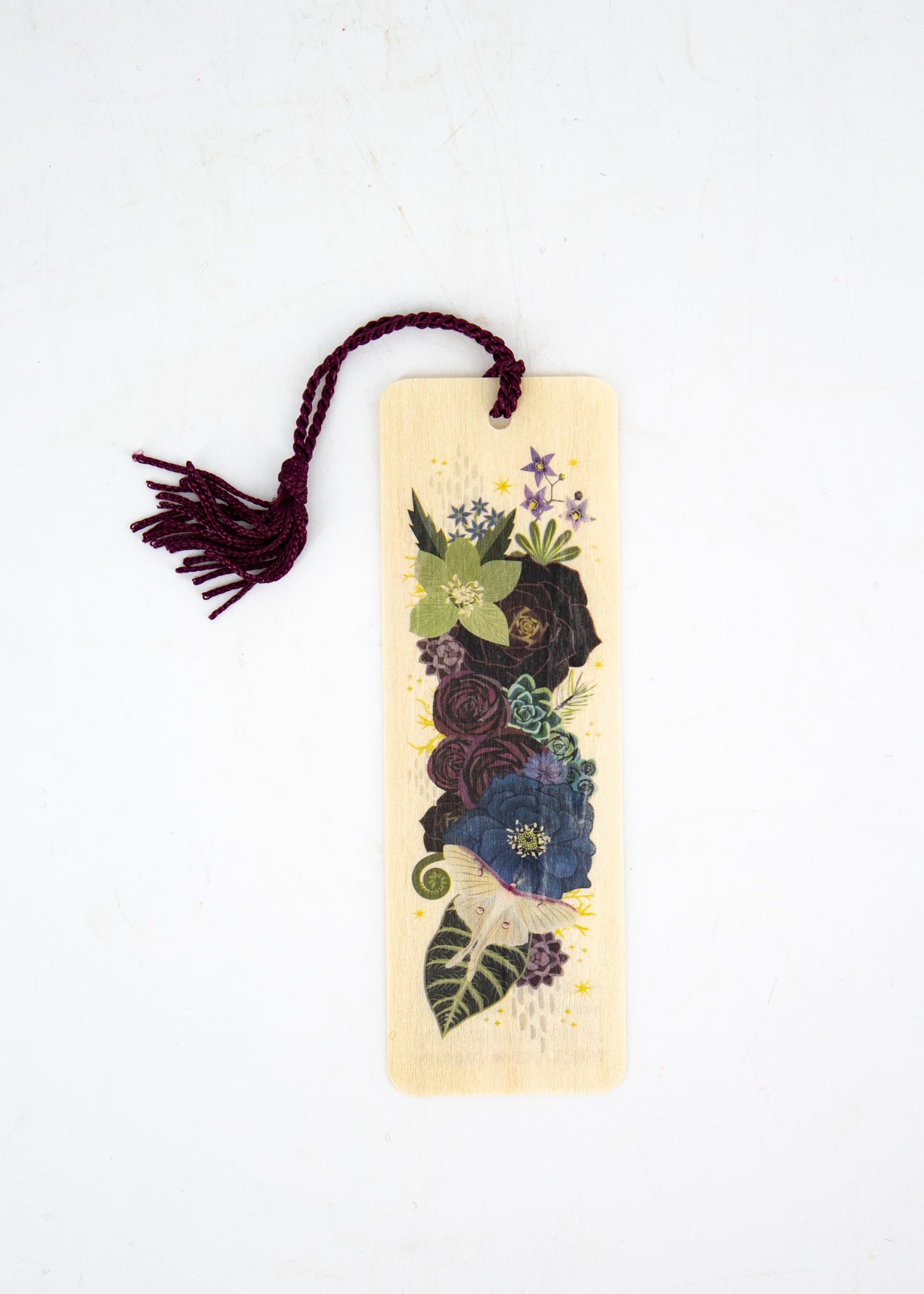 Luna Bouquet Wood Bookmark with Tassel -  - Little Gold Fox Designs - Wild Lark