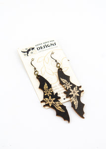Bat Printed Wood Earrings -  - Little Gold Fox Designs - Wild Lark