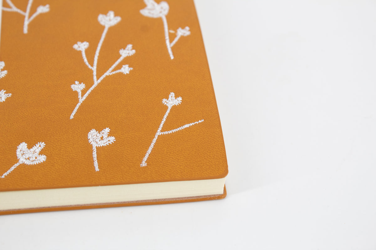 Mustard Embroidered Notebook – Wild Lark