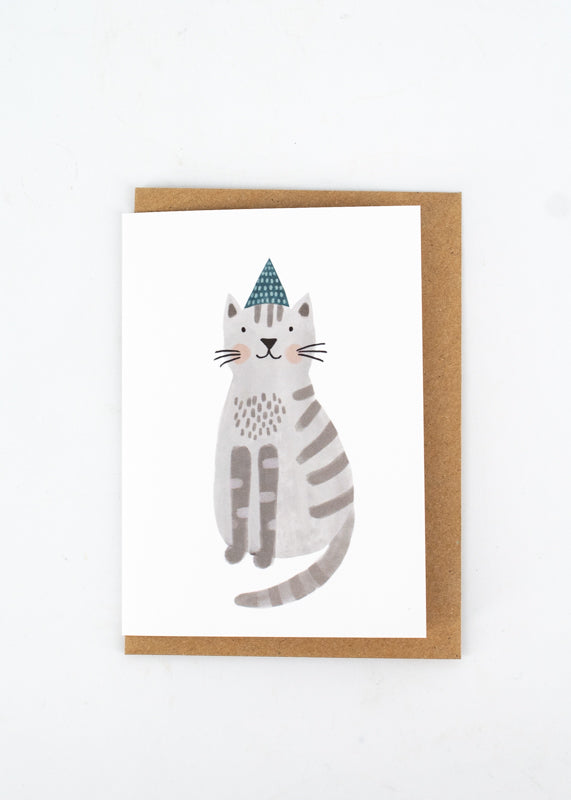Cat in Party Hat Card -  - Heather Lucy J Designs - Wild Lark