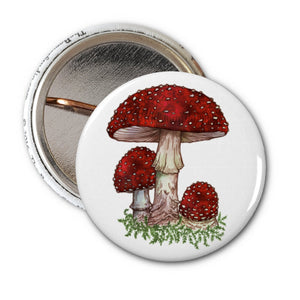1" Button Pin - Fly Agaric Mushroom - The Bower Studio - Wild Lark