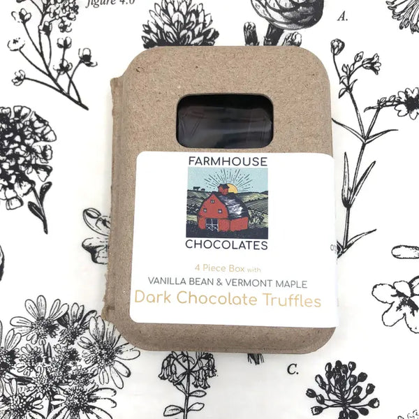 4 Piece Dark Chocolate Truffles: Vanilla Bean & VT Maple -  - Farmhouse Chocolates - Wild Lark