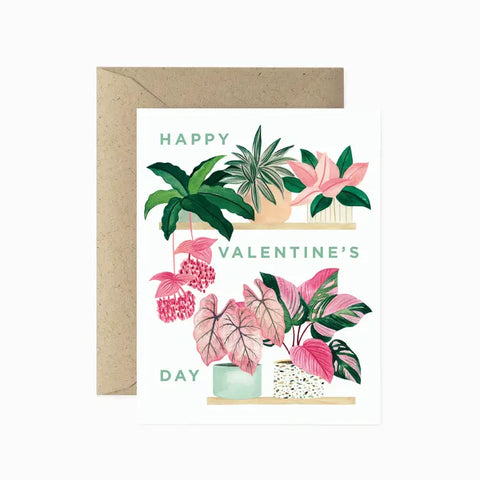 Valentine's Day Pink Plant Shelf Love & Valentine's Card -  - Paper Anchor Co. - Wild Lark