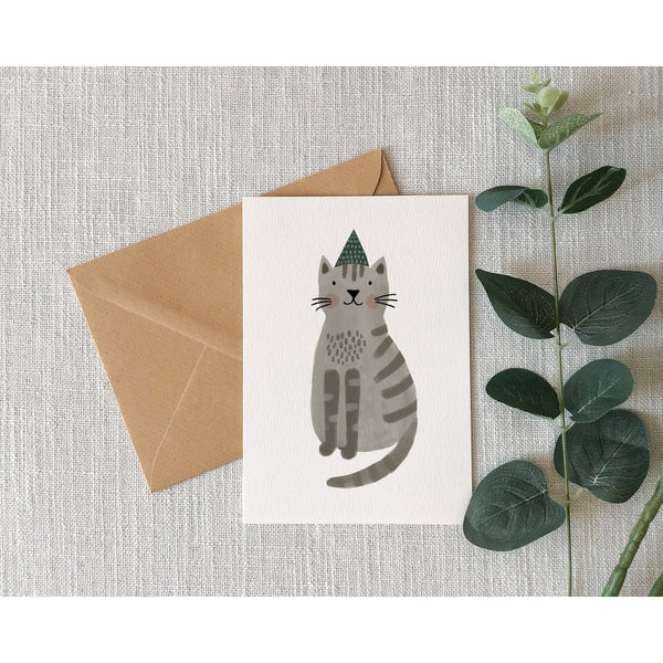 Cat in Party Hat Card -  - Heather Lucy J Designs - Wild Lark