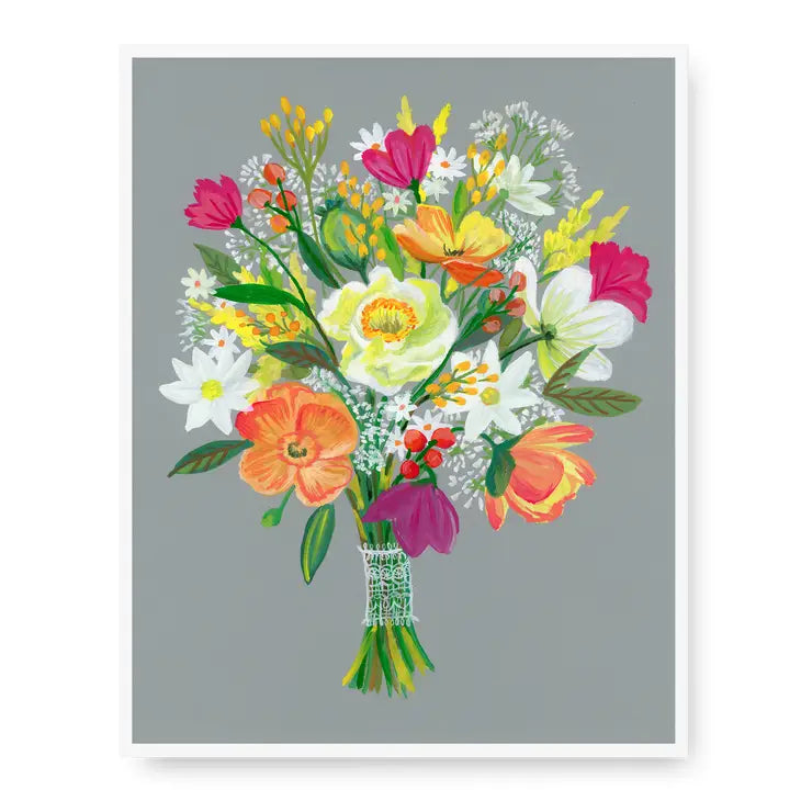 Wildflowers on Gray Art Print 8"x10" -  - Tram Colwin Studio - Wild Lark