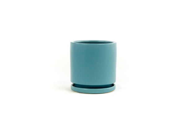 4.5" Gemstone Pot - with Water Saucer - Antique Teal - Momma Pots - Wild Lark