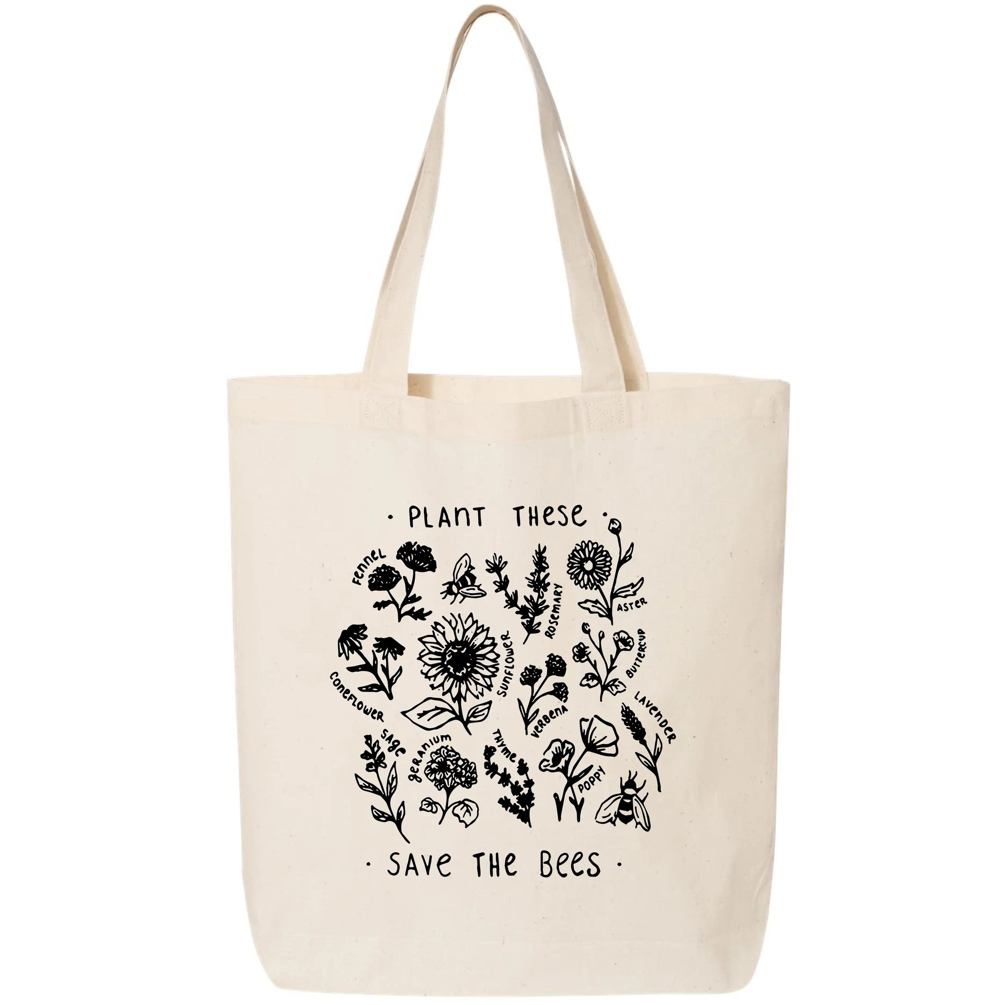 "Plant These, Save the Bees" Natural Tote Bag -  - Rare Earth Co - Wild Lark