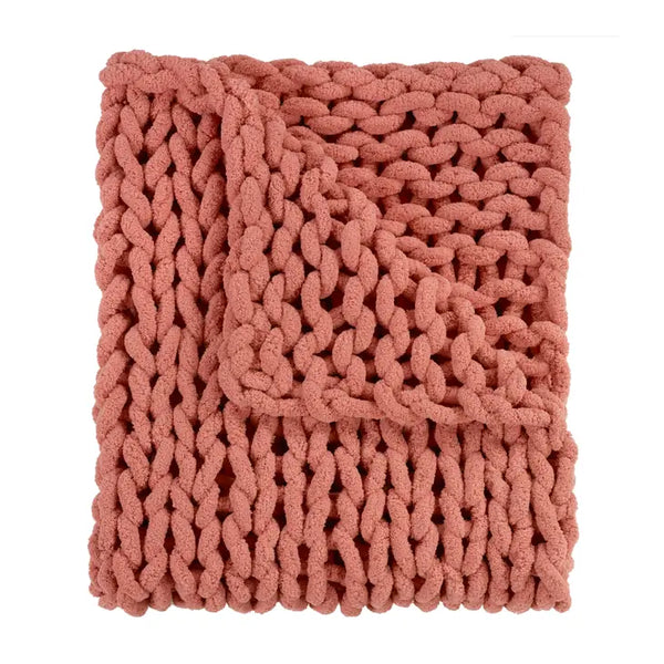 Chenille Chunky Knit Blankets (8 Colors Available) - Canyon Clay - American Heritage Textiles - Wild Lark