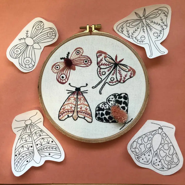 Peel Stick and Stitch - Hand Embroidery Patterns - Moths - MCreativeJ - Wild Lark