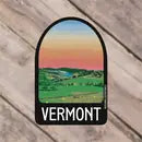 Vermont Vinyl Stickers - Vermont Sunset Green Mountains - Hudson Illustration Co - Wild Lark