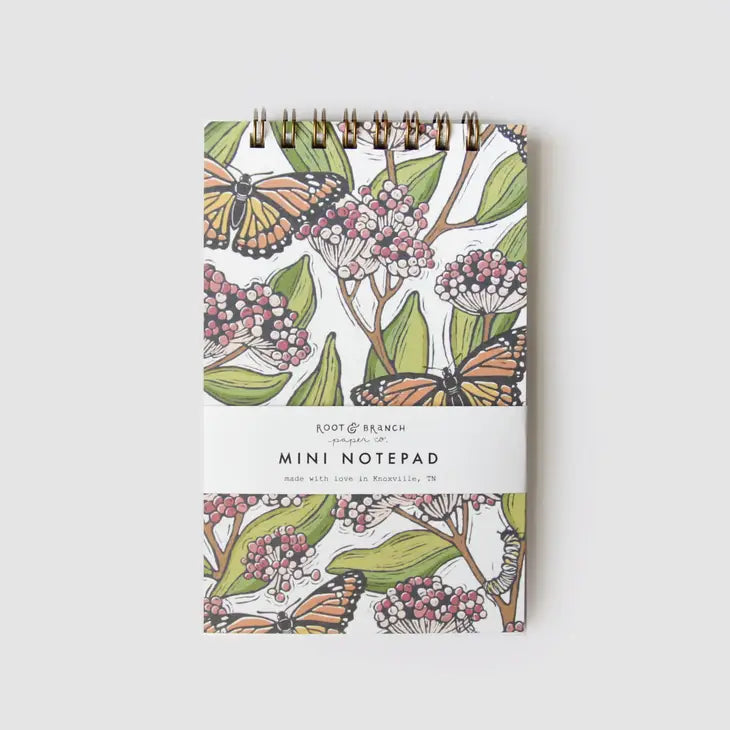 Monarch + Milkweed Mini Spiral Notepad -  - Root & Branch Paper Co. - Wild Lark