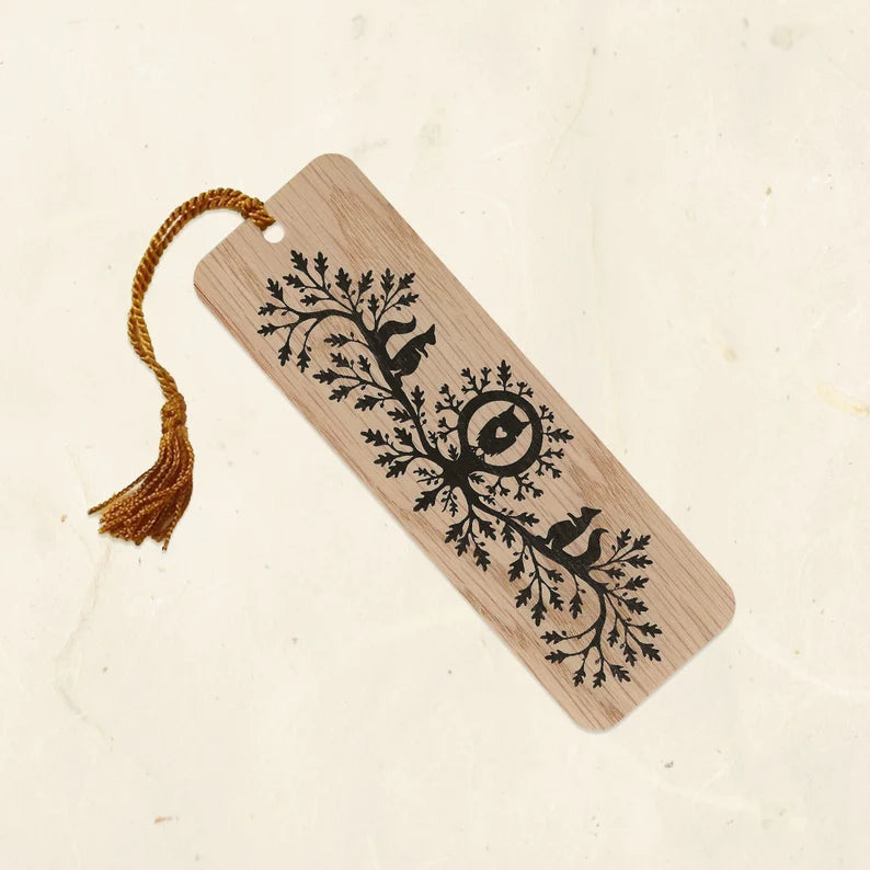 Owl Hollow Wood Bookmark with Tassel -  - Little Gold Fox Designs - Wild Lark